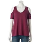 Women's Rock & Republic&reg; Marled Cold-shoulder Tee, Size: Small, Med Red