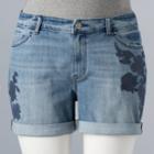 Plus Size Simply Vera Vera Wang Roll-cuff Jean Shorts, Women's, Size: 24 W, Turquoise/blue (turq/aqua)