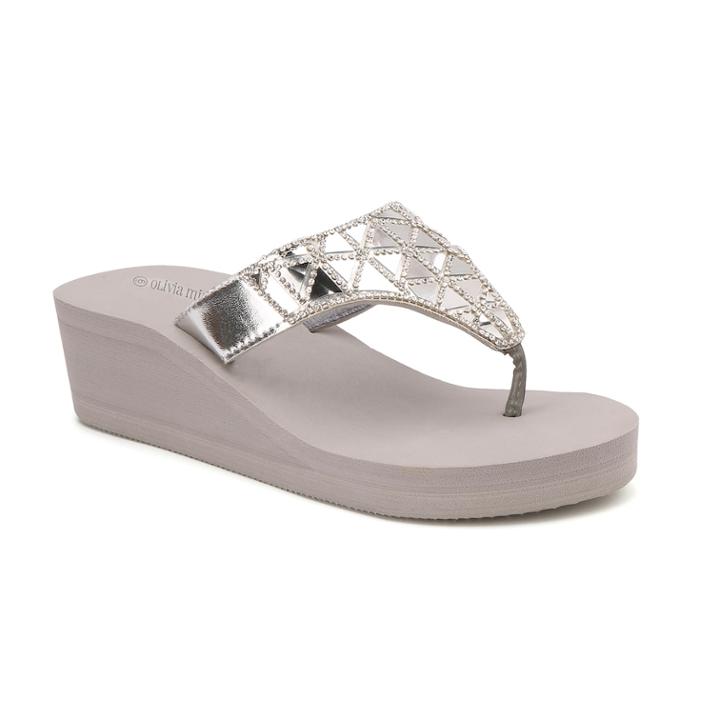 Olivia Miller Pompano Women's Wedge Sandals, Size: 10, Light Grey