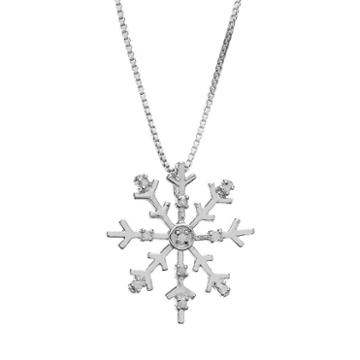 Diamond Classics Sterling Silver 1/10 Carat T.w. Diamond Snowflake Pendant, Women's, Size: 18, White