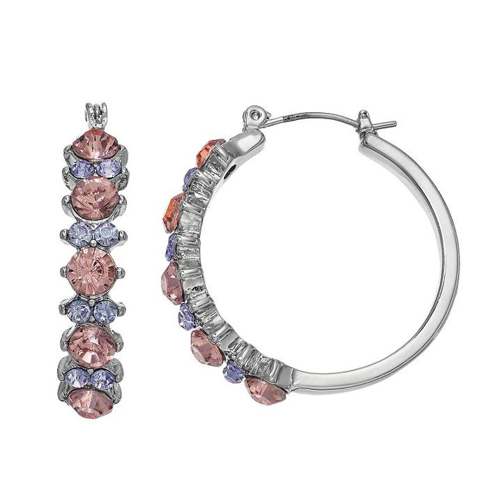 Simply Vera Vera Wang Simulated Crystal Nickel Free Hoop Earrings, Women's, Brt Pink