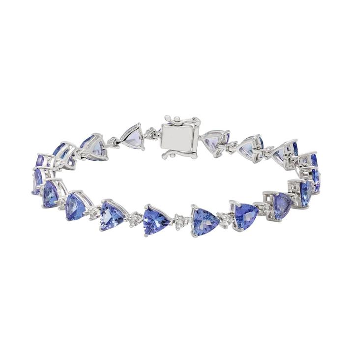 Sterling Silver Tanzanite & White Zircon Tennis Bracelet, Women's, Blue