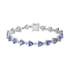 Sterling Silver Tanzanite & White Zircon Tennis Bracelet, Women's, Blue
