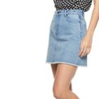 Women's Popsugar Frayed-hem Jean Skirt, Size: 8, Blue (navy)