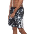 Men's Adidas Hibiscus Floral Microfiber Volley Shorts, Size: Medium, Black