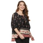 Juniors' Plus Size Liberty Love Cold-shoulder Peasant Top, Teens, Size: 3xl, Black Blush