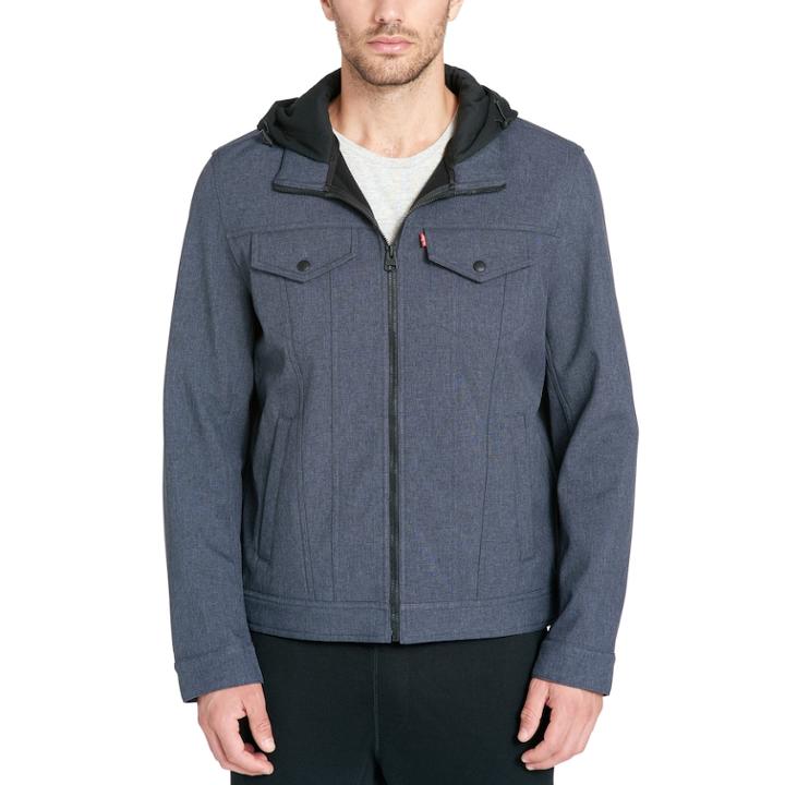Men's Levi's&reg; Hooded Trucker Jacket, Size: Large, Dark Blue