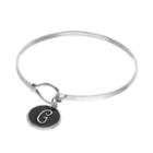 Silver-plated Initial Charm Bangle Bracelet, Women's, Size: 7.5