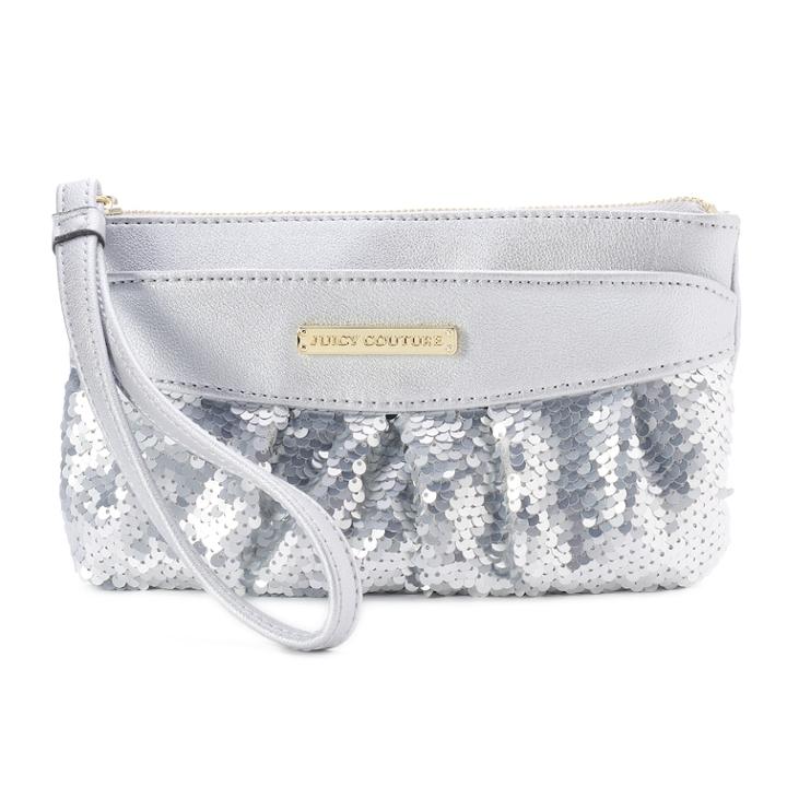 Juicy Couture Rosie Sequin Wristlet, Women's, Silver