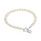 Dayna U West Virginia Mountaineers Sterling Silver Freshwater Cultured Pearl Logo Charm Bracelet, Women's, Size: 8, White