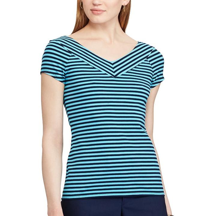 Women's Chaps V-neck Tee, Size: Xl, Blue (navy)