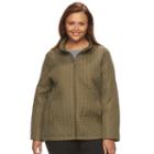 Plus Size Weathercast Solid Quilted Jacket, Women's, Size: 2xl, Beig/green (beig/khaki)