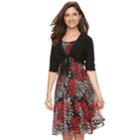 Women's Perceptions Floral Jacket & Dress Set, Size: 10, Grey (charcoal)
