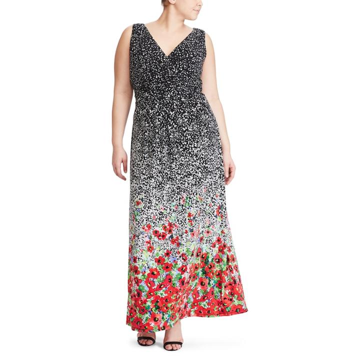 Plus Size Chaps Floral Maxi Dress, Women's, Size: 16 W, Black