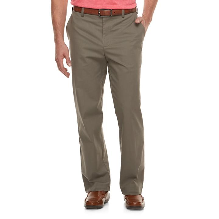 Men's Croft & Barrow&reg; Classic-fit Easy-care Stretch Flat-front Pants, Size: 34x32, Med Green