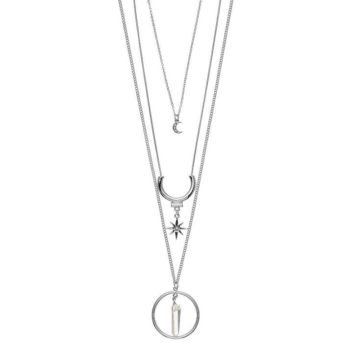 Mudd&reg; Crescent & Starburst Charm Layered Necklace, Women's, Silver