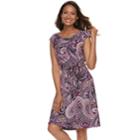 Women's Dana Buchman Twist Knot Fit & Flare Dress, Size: Large, Med Purple
