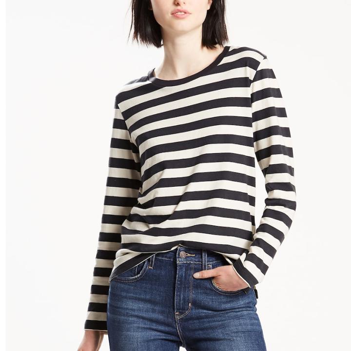 Women's Levi's&reg; Striped Perfect Tee, Size: Large, Black