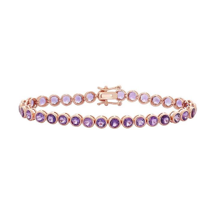14k Rose Gold Over Silver Amethyst Tennis Bracelet, Women's, Size: 7.25, Purple