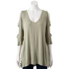 Women's French Laundry Cutout Cold-shoulder Tee, Size: Small, Green Oth