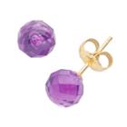 14k Gold Amethyst Ball Stud Earrings, Women's, Purple