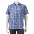 Men's Coleman Classic-fit Textured Plaid Performance Button-down Shirt, Size: Medium, Blue