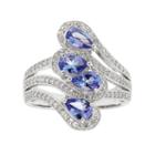 Sterling Silver Tanzanite & White Zircon Ring, Women's, Size: 8, Blue