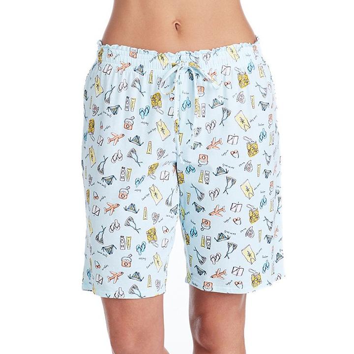 Women's Jockey Pajamas: Printed Bermuda Sleep Shorts, Size: Large, Turquoise/blue (turq/aqua)