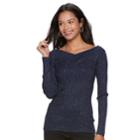 Juniors' Candie's&reg; Ribbed Portrait Collar Sweater, Teens, Size: Large, Dark Blue