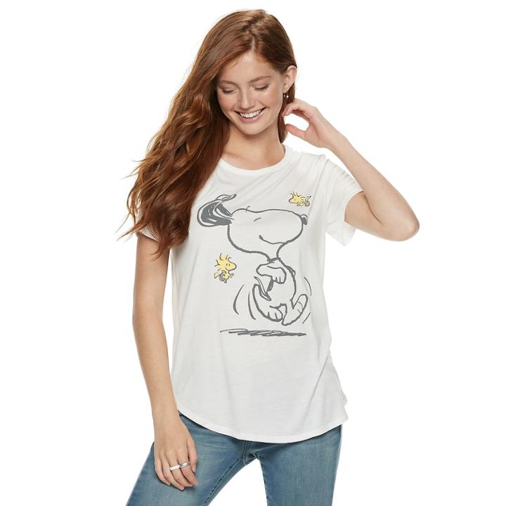 Juniors' Peanuts Snoopy & Woodstock Tee, Teens, Size: Medium, White