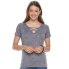 Juniors' Mudd&reg; Mineral Wash Lace-up Tee, Teens, Size: Xl, Dark Blue