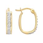 Diamond Mystique 18k Gold Over Silver Diamond Accent U-hoop Earrings, Women's, White