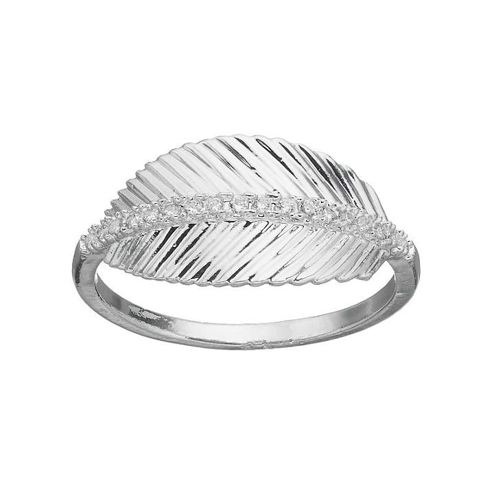 Lc Lauren Conrad Cubic Zirconia Textured Leaf Ring, Women's, Size: 7, Silver