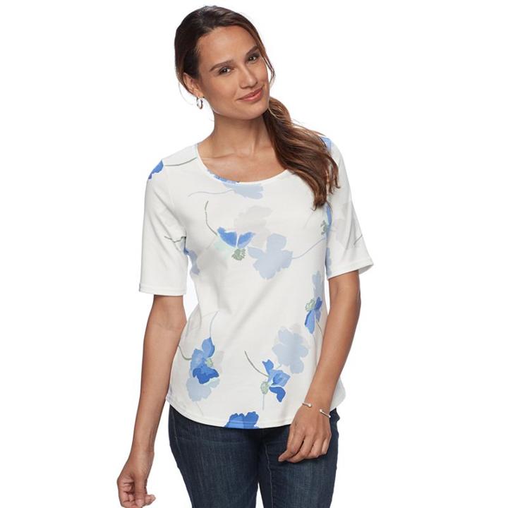Women's Croft & Barrow&reg; Essential Scoopneck Tee, Size: Large, White