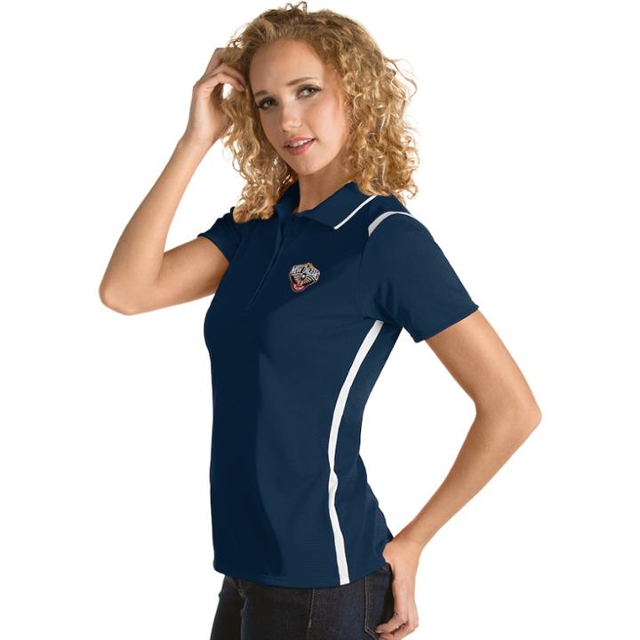 Women's Antigua New Orleans Pelicans Merit Desert Dry Polo, Size: Xxl, Blue (navy)