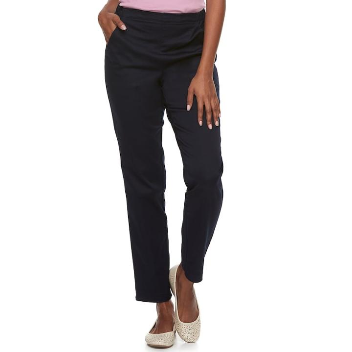 Petite Croft & Barrow&reg; Classic Pull-on Mid-rise Sateen Jeans, Women's, Size: 12p-short, Dark Blue