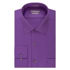 Men's Van Heusen Fitted Athletic Solid Lux Sateen No Iron Spread Collar Dress Shirt, Size: 17.5 36/37, Brt Purple