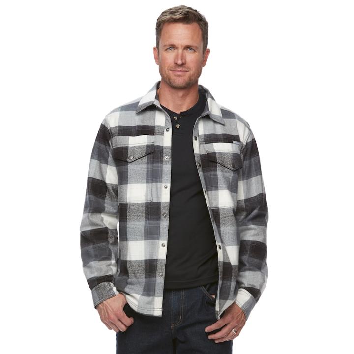 Men's Columbia Fireside Flame Ii Plaid Shirt Jacket, Size: Large, Grey (charcoal)