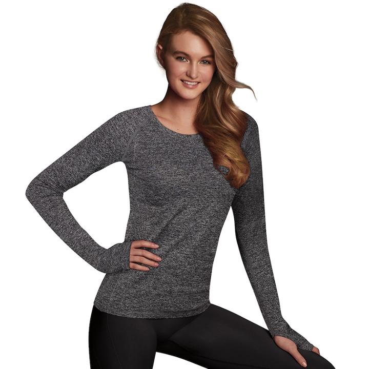 Women's Maidenform Sport Base Layer Seamless Long Sleeve Top, Size: Xlrg Av/rg, Grey