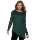 Women's Apt. 9&reg; Asymmetrical Sequin Crewneck Sweater, Size: Xxl, Green