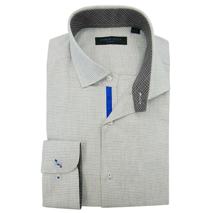 Men's Andrew Fezza Slim-fit Comfort Flex Collar Dress Shirt, Size: 15, Med Green