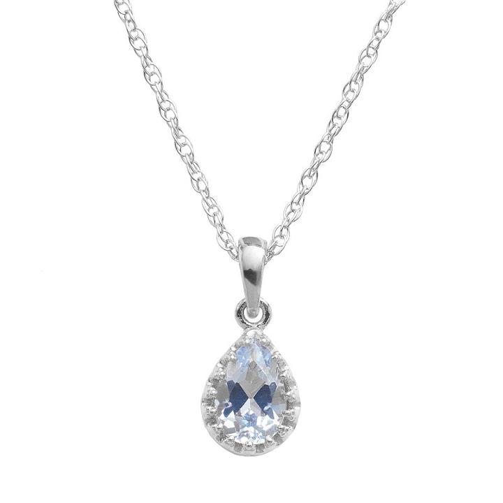 Tiara Sterling Silver Lab-created Aquamarine Teardrop Pendant, Women's, Size: 18, Blue
