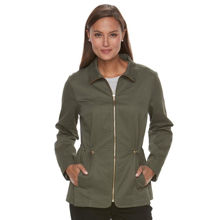 Women's Croft & Barrow&reg; Full-zip Utility Jacket, Size: Medium, Green