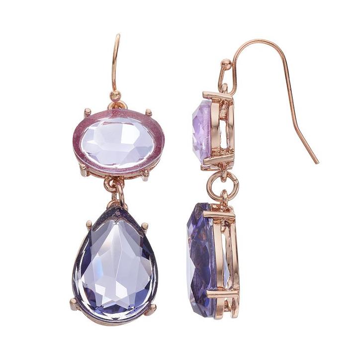 Jennifer Lopez Purple Oval & Teardrop Earrings, Women's, Purple Oth