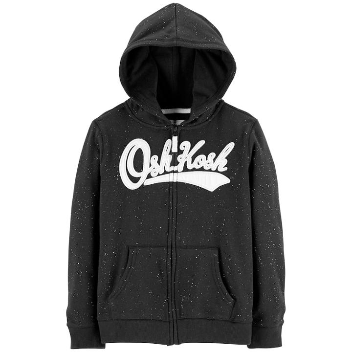 Girls 4-14 Oshkosh B'gosh&reg; Glitter Embroidered Logo Fleece Hoodie, Size: 10-12, Black Glitter