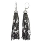 Simply Vera Vera Wang Simulated Pearl Nickel Free Tassel Drop Earrings, Women's, Black