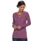 Women's Apt. 9&reg; Crisscross Ribbed Sweater, Size: Xs, Brt Purple