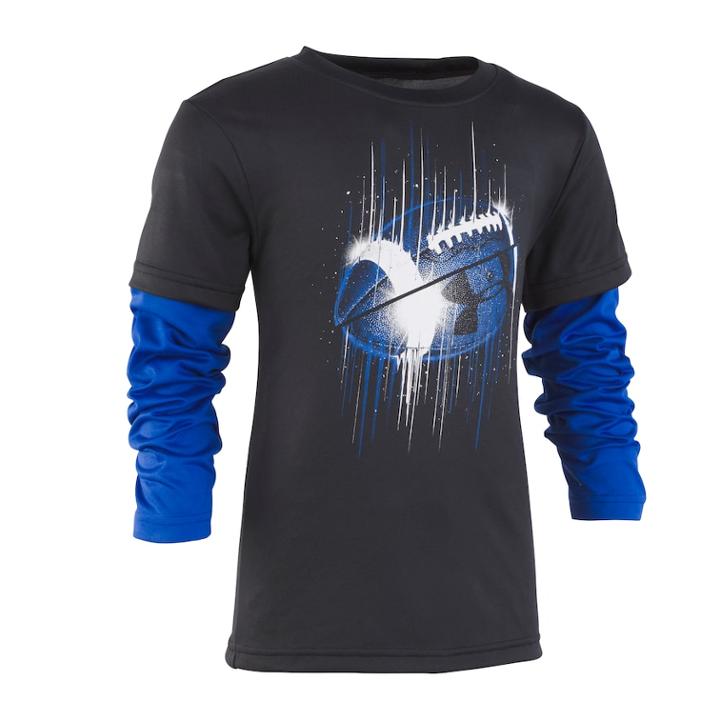 Boys 4-7 Under Armour Mock Layer Football Graphic Tee, Size: 4, Black