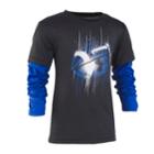 Boys 4-7 Under Armour Mock Layer Football Graphic Tee, Size: 4, Black