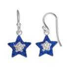 White & Blue Crystal Silver-plated Star Drop Earrings, Women's, Multicolor